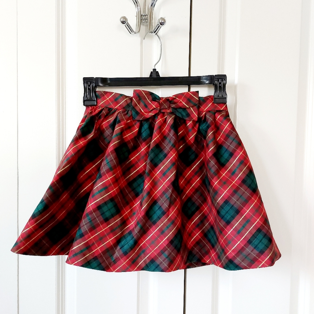 Plaid Christmas Skirt with Bow‎ Adjustable Waist size 8 Gymboree